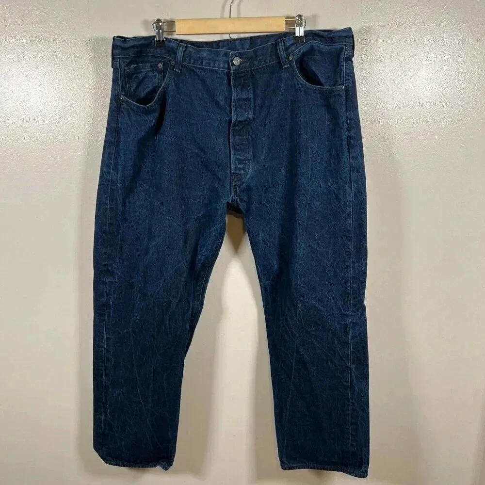 Levi's 501 Jeans Mens Size 44x32 Actual 41x30 White Cone Denim Dark Wash Blue